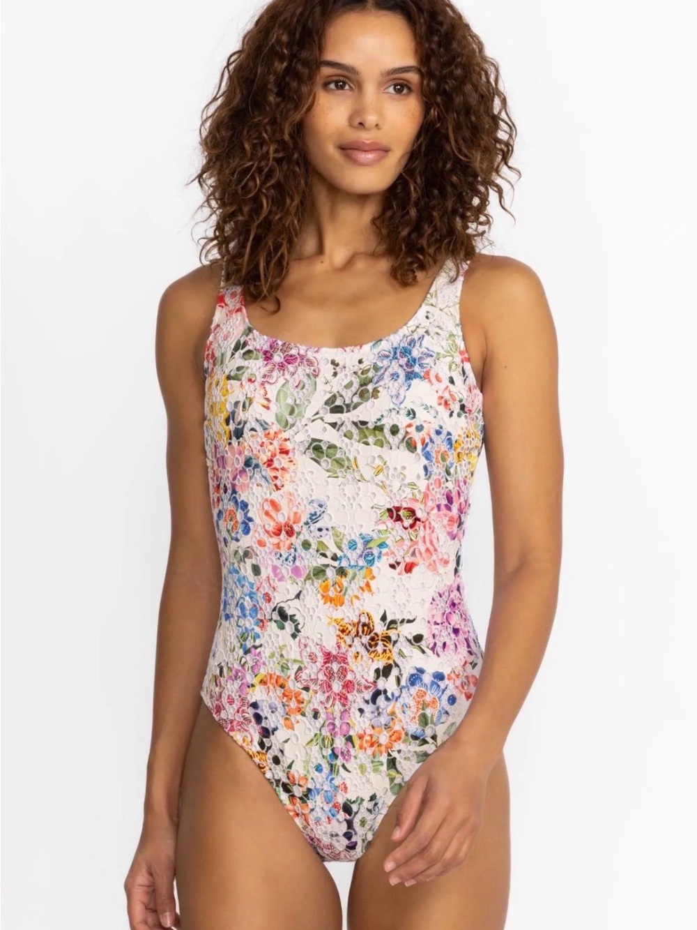 NWT Johnny Was Neon Jungle Eyelet One-Piece Swimsuit
